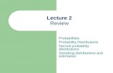 Lecture 2 Review Probabilities Probability Distributions Normal probability distributions Sampling distributions and estimation.