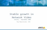 M A K E Y O U R N E T W O R K S M A R T E R Stable growth in Network Video January - September 2006 Ray Mauritsson, CEO.