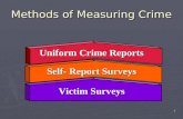 1 Methods of Measuring Crime Uniform Crime Reports Self- Report Surveys Victim Surveys.