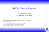 RICH Status Report Claudia Höhne, GSI for the CBM RICH group Bergische Universität Wuppertal (BUW), Germany GSI, Germany Hochschule Esslingen (HSE), Germany.
