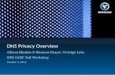DNS Privacy Overview Allison Mankin & Shumon Huque, Verisign Labs DNS-OARC Fall Workshop October 3, 2015.