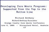 D eveloping Z ero W aste P rograms: S upported from the T op to the B ottom L ine R ichard A nthony R ichard A nthony A ssociates Orange County Zero Waste.