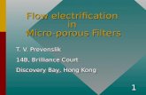 Flow electrification in Micro-porous Filters T. V. Prevenslik 14B, Brilliance Court Discovery Bay, Hong Kong T. V. Prevenslik 14B, Brilliance Court Discovery.