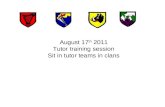 August 17 th 2011 Tutor training session Sit in tutor teams in clans.