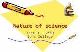 Nature of science Year 9 – 2009 Iona College. What is Science?