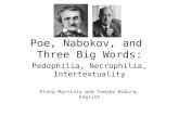 Poe, Nabokov, and Three Big Words: Pedophilia, Necrophilia, Intertextuality Elena Martinis and Tamiko Nimura, English.