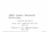 Special Olympics Technology Functional Area – World Games 200314/01/2003 1 2003 Games Network Overview Tiarnán de Burca Usal (at) redbrick dot dcu dot.