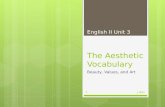 The Aesthetic Vocabulary Beauty, Values, and Art English II Unit 3 J. Barr1.