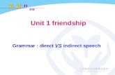 Unit 1 friendship Grammar : direct VS indirect speech.