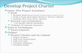 Develop Project Charter Input: (Pre Project Activities) PSoW Business Need ( Market Demand, technical advance, legal or Govt.) Product Scope Description.