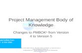 Project Management Body of Knowledge Changes to PMBOK ® from Version 4 to Version 5 PMP, CAPM, PgMP, PMI-SP, PMI-RMP, OPM3 and PMBOK are registered marks.