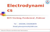 Electrodynamics REN Xincheng, Postdoctoral, Professor Tel ： 2331505; 13310918078 Email:ydxxxyrenxch@163.com.