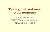 Testing old and new AVO methods Chuck Ursenbach CREWES Sponsors Meeting November 21, 2003.