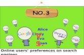 AliceCindyEvaJoan V S. Online users’ preferences on search engines.