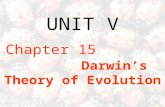 UNIT V Chapter 15 Darwin’s Theory of Evolution. I.Darwin’s Theory of Evolution (theory-well supported explanation of phenomena that have occurred in the.
