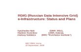 RDIG (Russian Data Intensive Grid) e-Infrastructure: Status and Plans Vyacheslav Ilyin (SINP, MSU), Vladimir Korenkov (JINR, Dubna), Aleksey Soldatov (RRC.