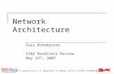 Network Architecture Gary Buhrmaster ST&E Readiness Review May 14 th, 2007 Work supported by U. S. Department of Energy contract DE-AC03-76SF00515.