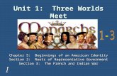Unit 1: Three Worlds Meet Chapter 5: Beginnings of an American Identity Section 2: Roots of Representative Government Section 3: The French and Indian.