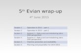 5 th Evian wrap-up 4 th June 2015 Session 1Operation in 2015 – part 1 Session 2Operation in 2015 – part 2 Session 3Systems 1 - Status and commissioning.