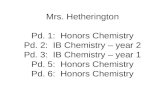 Mrs. Hetherington Pd. 1: Honors Chemistry Pd. 2: IB Chemistry – year 2 Pd. 3: IB Chemistry – year 1 Pd. 5: Honors Chemistry Pd. 6: Honors Chemistry.