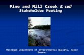 Pine and Mill Creek E. coli Stakeholder Meeting Pine and Mill Creek E. coli Stakeholder Meeting Michigan Department of Environmental Quality, Water Bureau.