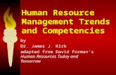 Human Resource Management Trends and Competencies by Dr. James J. Kirk adapted from David Forman’s Human Resources Today and Tomorrow.