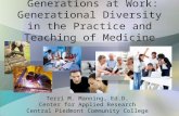Generations at Work: Generational Diversity in the Practice and Teaching of Medicine Terri M. Manning, Ed.D. Center for Applied Research Central Piedmont.