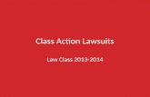 Class Action Lawsuits Law Class 2013-2014. WHAT IS A CLASS ACTION LAWSUIT? A Class Action is a civil lawsuit brought on behalf of many people who have.
