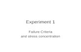 Experiment 1 Failure Criteria and stress concentration.
