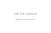 CSE 524: Lecture 6 Application layer protocols. Where we’re at… ● Internet architecture and history ● Internet protocols in practice ● Application layer.