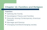 Chapter 12, Families and Religion Families Defining the Family Sociological Theory and Families Diversity Among Contemporary American Families Marriage.