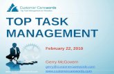 TOP TASK MANAGEMENT February 22, 2010 Gerry McGovern gerry@customercarewords.com .