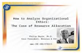 How to Analyze Organizational Ethics: The Case of Resource Allocation Philip Boyle, Ph.D. Vice President, Mission & Ethics .