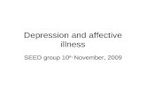 Depression and affective illness SEED group 10 th November, 2009.