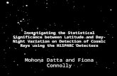 Investigating the Statistical Significance between Latitude and Day-Night Variation on Detection of Cosmic Rays using the HiSPARC Detectors Mohona Datta.
