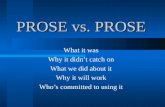 PROSE vs. PROSE What it was Why it didn’t catch on What we did about it Why it will work Who’s committed to using it.