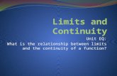 Unit EQ: What is the relationship between limits and the continuity of a function?