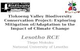 Lesotho RCE Tšepo Mokuku National University of Lesotho Tlokoeng Valley Biodiversity Conservation Project: Exploring Mitigation of/Adaptation to the Impact.