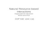 Natural Resource-based Interactions Organizational Interaction NGOs and IPOs CDP 532: Unit 1 (e)