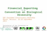 Financial Reporting to the Convention on Biological Diversity GEF Expanded Constituency Workshop Minsk, Belarus, 22-24 September 2015 Secretariat of the.