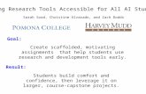 Making Research Tools Accessible for All AI Students Goal: Sarah Sood, Christine Alvarado, and Zach Dodds Create scaffolded, motivating assignments that.