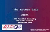 The Access Grid May 25 2004 Jon Johansson CNS Parallel Computing and Visualization Workshops 2004.