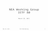 NEA Working Group IETF 80 March 29, 2011 Mar 29, 2011IETF NEA Meeting1.