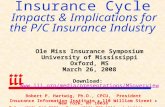 Catastrophes, the Credit Crisis & Insurance Cycle Impacts & Implications for the P/C Insurance Industry Robert P. Hartwig, Ph.D., CPCU, President Insurance.