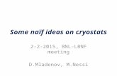 Some naïf ideas on cryostats 2-2-2015, BNL-LBNF meeting D.Mladenov, M.Nessi.