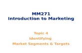MM271 Introduction to Marketing Topic 4 Identifying Market Segments & Targets.