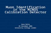 Muon Identification in the MINOS Calibration Detector Anna Holin 05 December 2005 University College London.