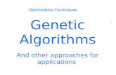 Genetic Algorithms And other approaches for applications Optimization Techniques.
