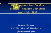 NSF Programs for Faculty Scripps Research Institute April 30, 2009 George Kenyon NSF Division of Chemistry gkenyon@nsf.gov.