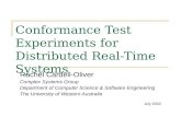 Conformance Test Experiments for Distributed Real-Time Systems Rachel Cardell-Oliver Complex Systems Group Department of Computer Science & Software Engineering.
